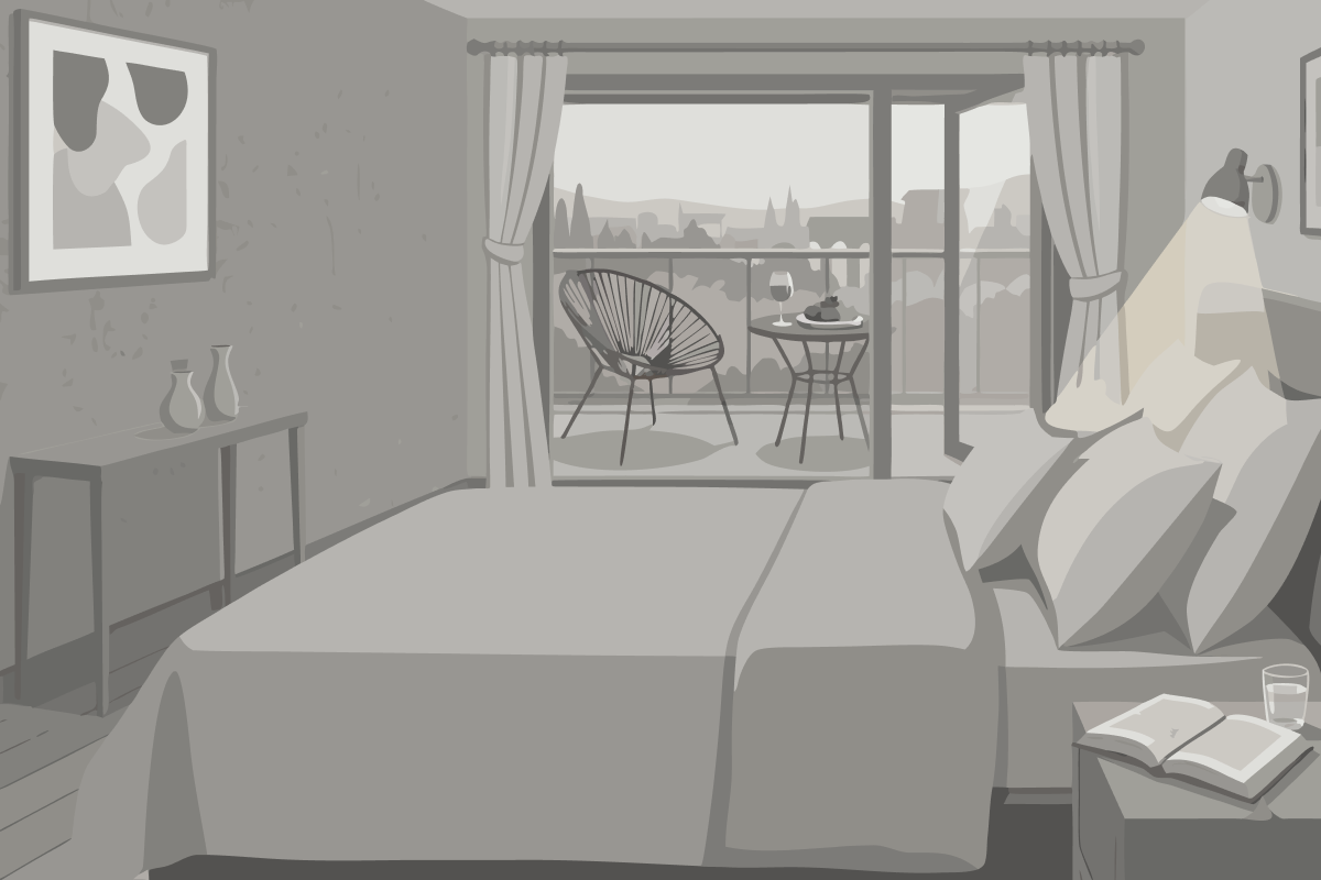 Zweibettzimmer mit Terrasse
